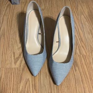 Seersucker Navy and White heels